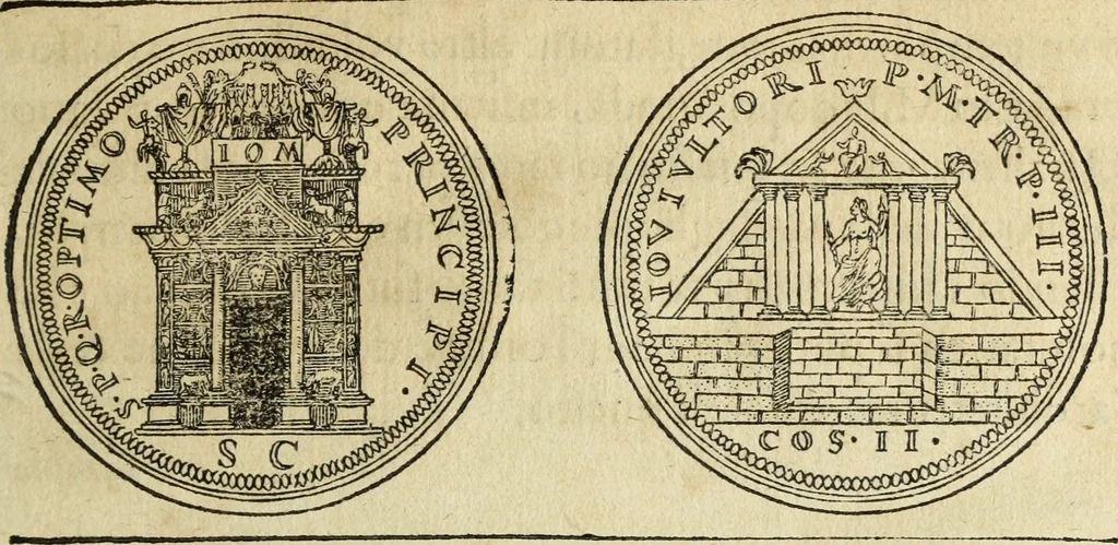 An illustration from Discorso della religione antica de Romani, insieme vn'altro Discorso della castrametatione, et disciplina militare, bagni, & essercitij antichi di detti Romani;, 1569, leaf 48