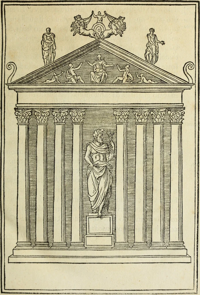An illustration from Discorso della religione antica de Romani, insieme vn'altro Discorso della castrametatione, et disciplina militare, bagni, & essercitij antichi di detti Romani;, 1569, leaf 50