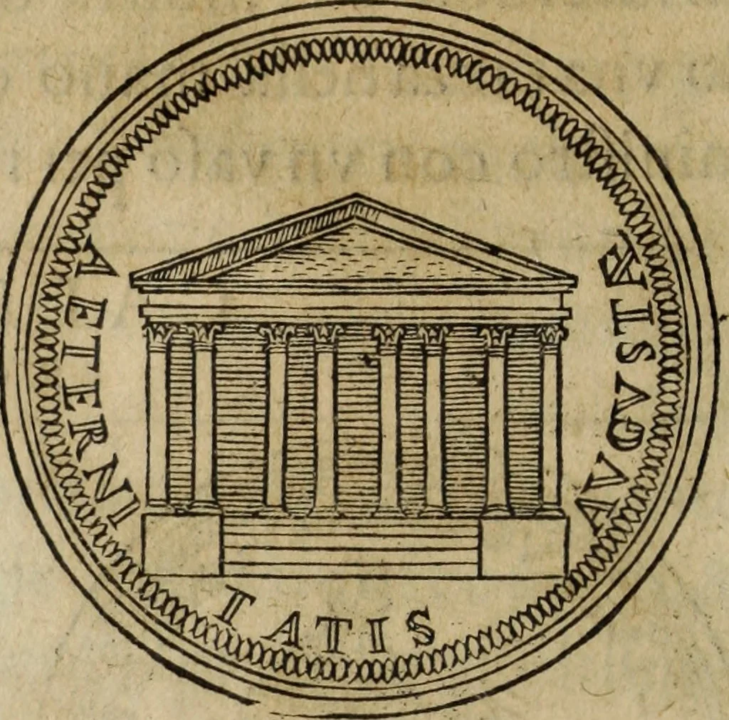 An illustration from Discorso della religione antica de Romani, insieme vn'altro Discorso della castrametatione, et disciplina militare, bagni, & essercitij antichi di detti Romani;, 1569, leaf 73