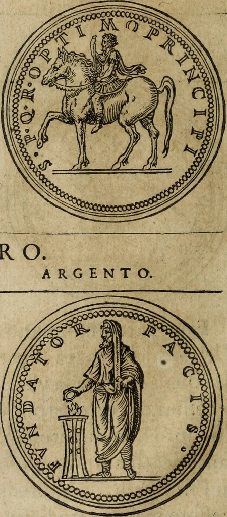 An illustration from Discorso della religione antica de Romani, insieme vn'altro Discorso della castrametatione, et disciplina militare, bagni, & essercitij antichi di detti Romani;, 1569, leaf 79