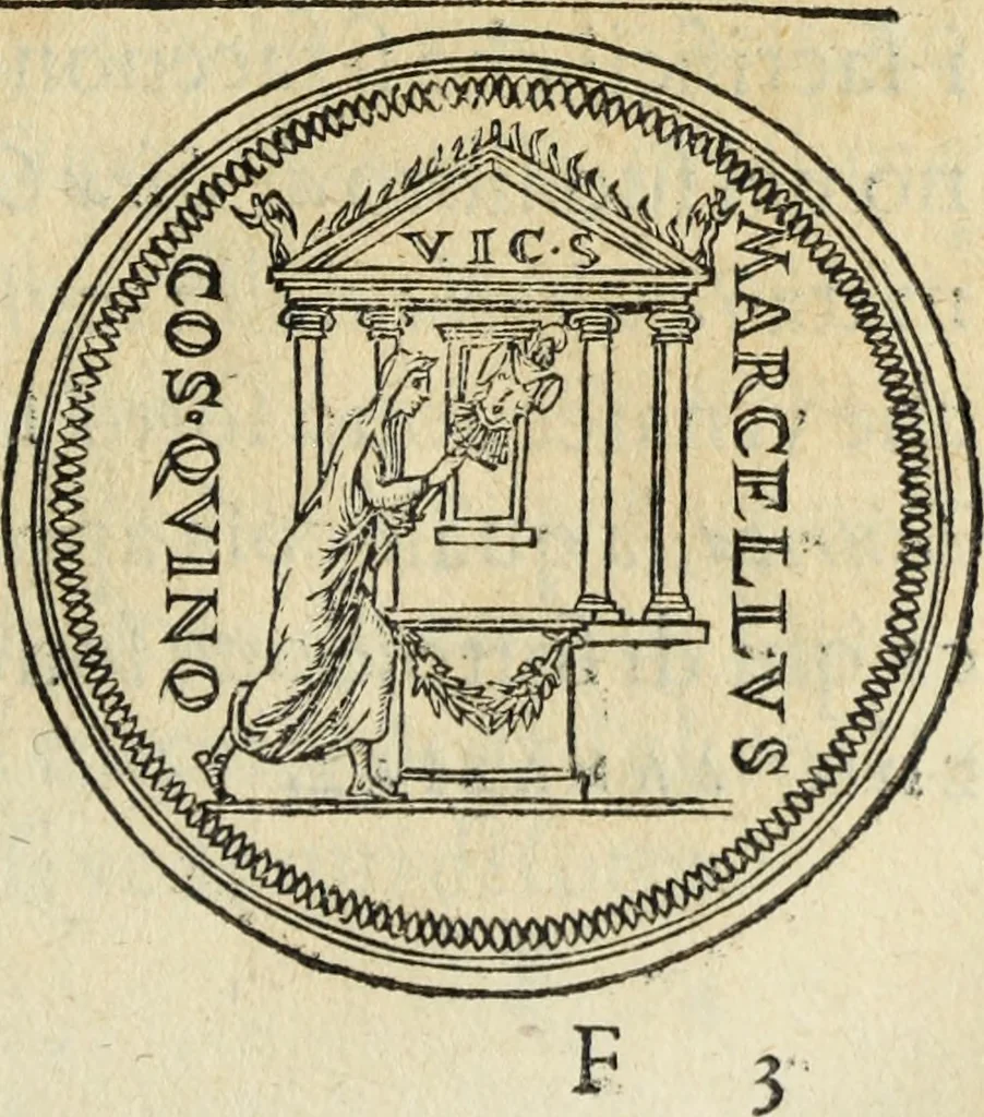 An illustration from Discorso della religione antica de Romani, insieme vn'altro Discorso della castrametatione, et disciplina militare, bagni, & essercitij antichi di detti Romani;, 1569, leaf 92