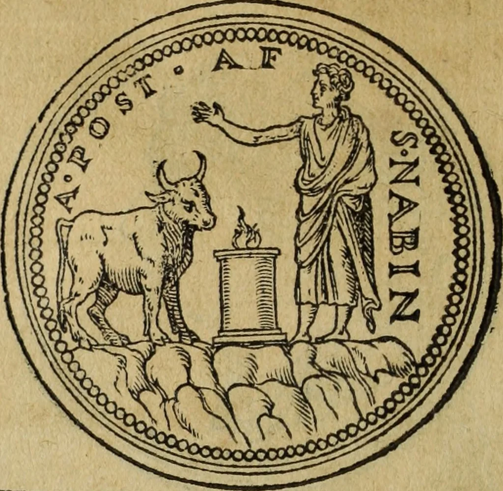 An illustration from Discorso della religione antica de Romani, insieme vn'altro Discorso della castrametatione, et disciplina militare, bagni, & essercitij antichi di detti Romani;, 1569, leaf 95