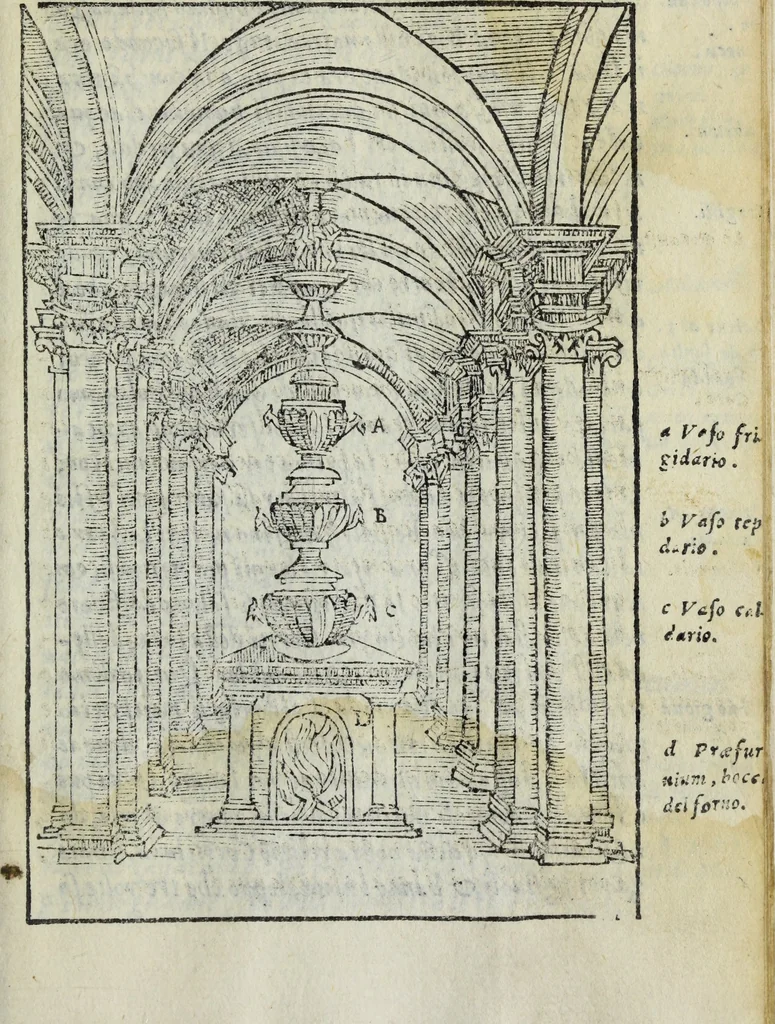 An illustration from Discorso del S. Gvglielmo Chovl ... sopra la castrametatione & bagni antichi de i Greci & Romani, 1559, leaf 126
