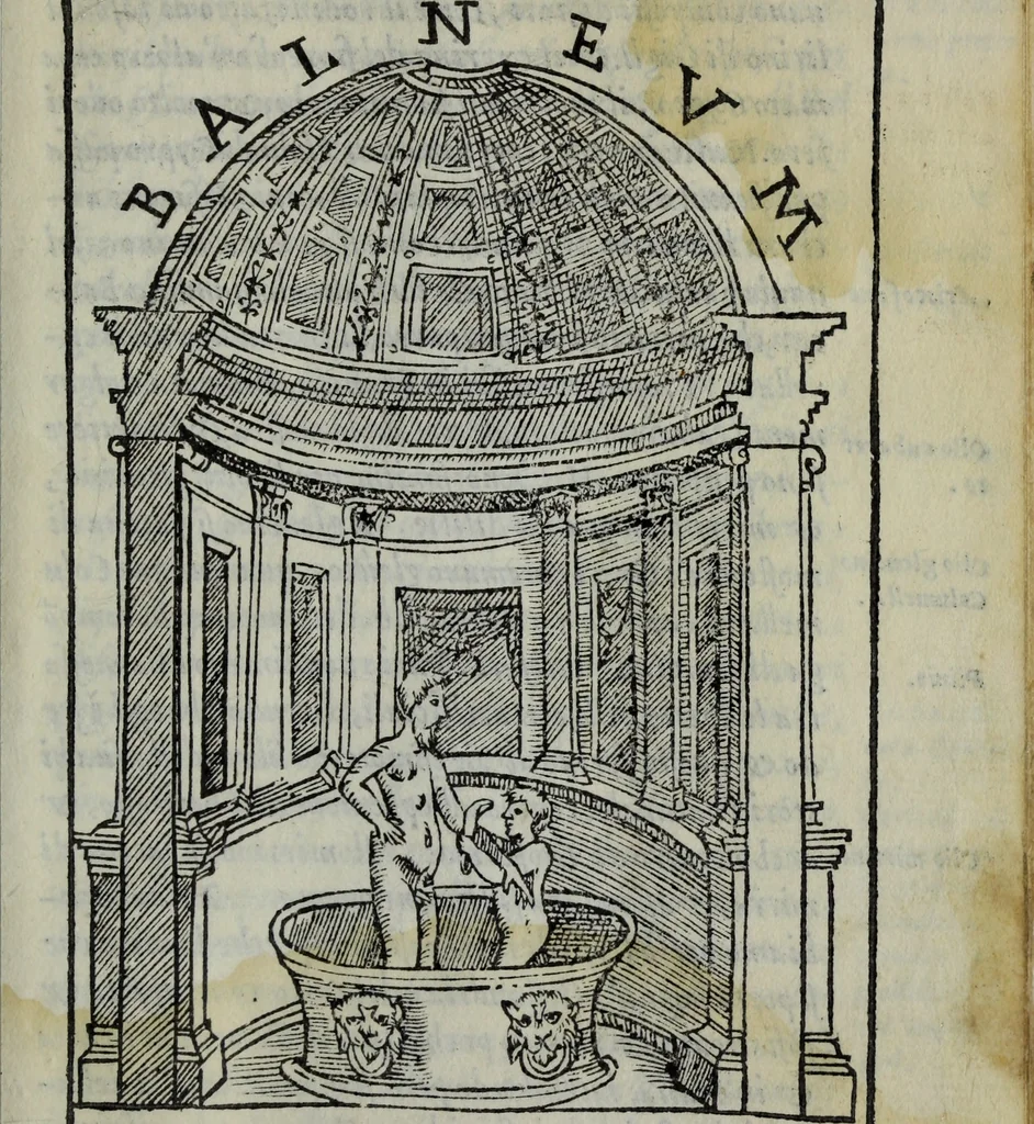 An illustration from Discorso del S. Gvglielmo Chovl ... sopra la castrametatione & bagni antichi de i Greci & Romani, 1559, leaf 138