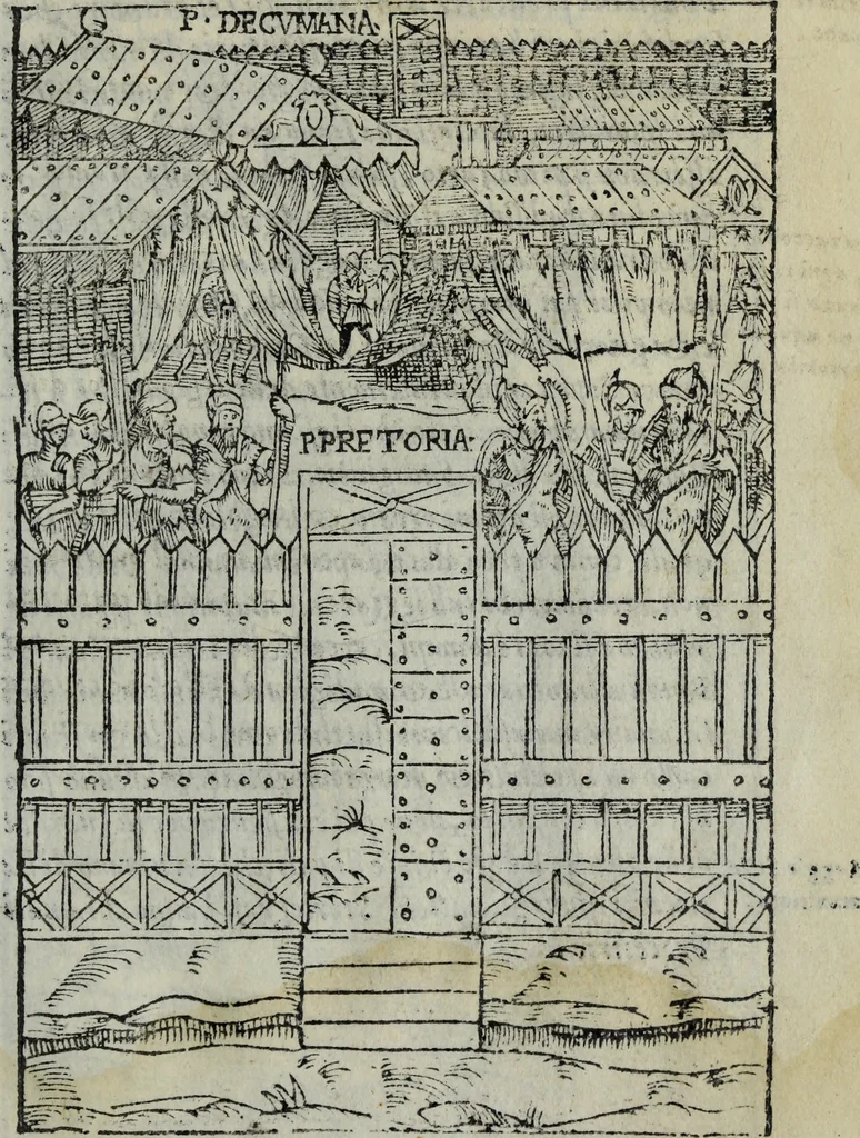 An illustration from Discorso del S. Gvglielmo Chovl ... sopra la castrametatione & bagni antichi de i Greci & Romani, 1559, leaf 44