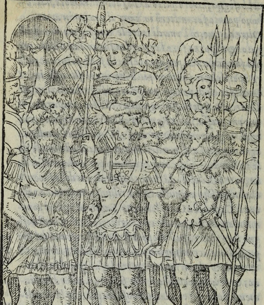 An illustration from Discorso del S. Gvglielmo Chovl ... sopra la castrametatione & bagni antichi de i Greci & Romani, 1559, leaf 85