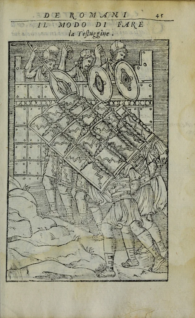 An illustration from Discorso del S. Gvglielmo Chovl ... sopra la castrametatione & bagni antichi de i Greci & Romani, 1559, leaf 92