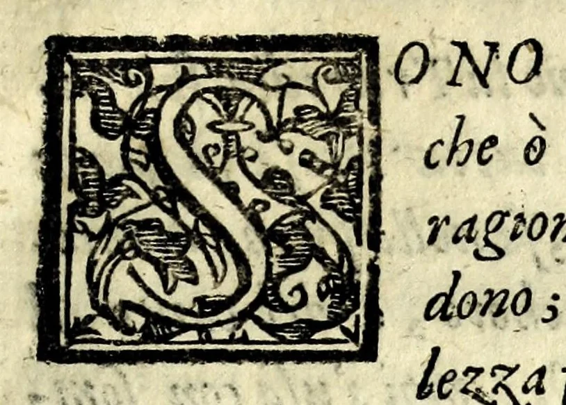 An illustration from Discorso di Agostino Michele, in cui contra l'opinione di tutti più illustri scrittori dell'arte poetica chiaramente si dimostra : come si possono scriuere con molta lode le comedie, e le tragedie in prosa : et di molti altri precetti di cotal arte assai copiosamente si ragiona, 1592, leaf 65