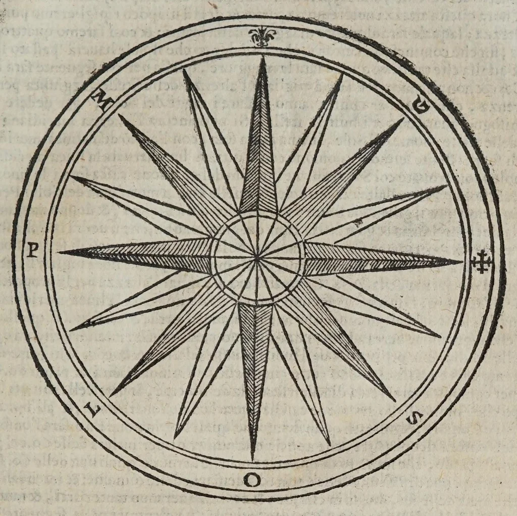 An illustration from Discorso di M. Gioseppe Moleto ... nel quale con uia facile & brieue, si dichiarano & insegnano tutti i termini, & tutte le regole appartenenti alla geografia : di nuouo dal proprio autore ricorretto, & accresciuto del modo di far i mappamondi, le balle, le tauole di geografia : di trouar le differenze delle lunghezze, & delle larghezze, di molte figure : & di molte, & molte cose necessarie alla perfettione della scienza, che nell'altro mancauano. --, 1573, leaf 23
