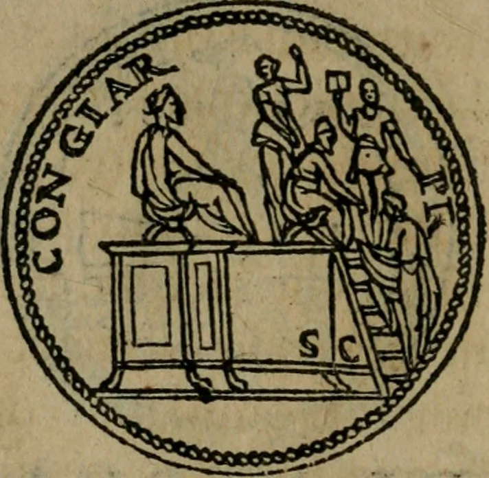 An illustration from Discorso di m. Sebastiano Erizzo, sopra le medaglie antiche : con la particolar dichiaratione di molti riuersi, 1559, leaf 239