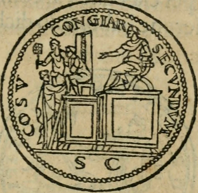 An illustration from Discorso di m. Sebastiano Erizzo, sopra le medaglie antiche : con la particolar dichiaratione di molti riuersi, 1559, leaf 246