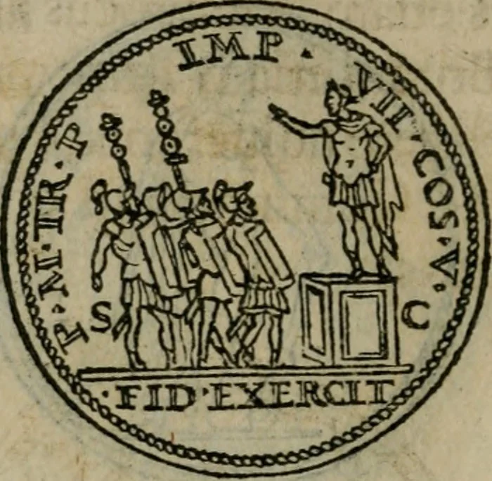 An illustration from Discorso di m. Sebastiano Erizzo, sopra le medaglie antiche : con la particolar dichiaratione di molti riuersi, 1559, leaf 385