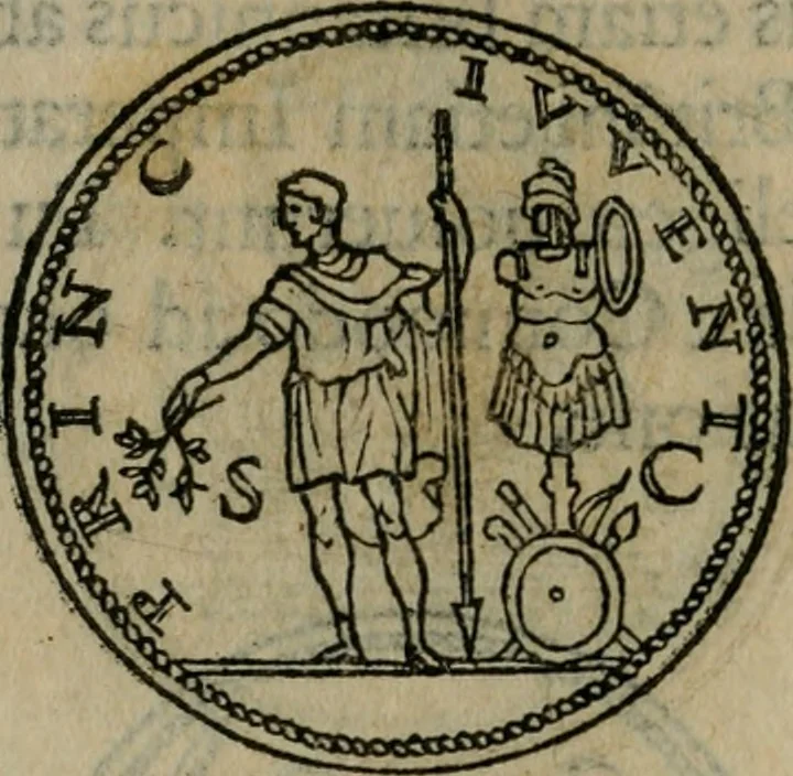 An illustration from Discorso di m. Sebastiano Erizzo, sopra le medaglie antiche : con la particolar dichiaratione di molti riuersi, 1559, leaf 387