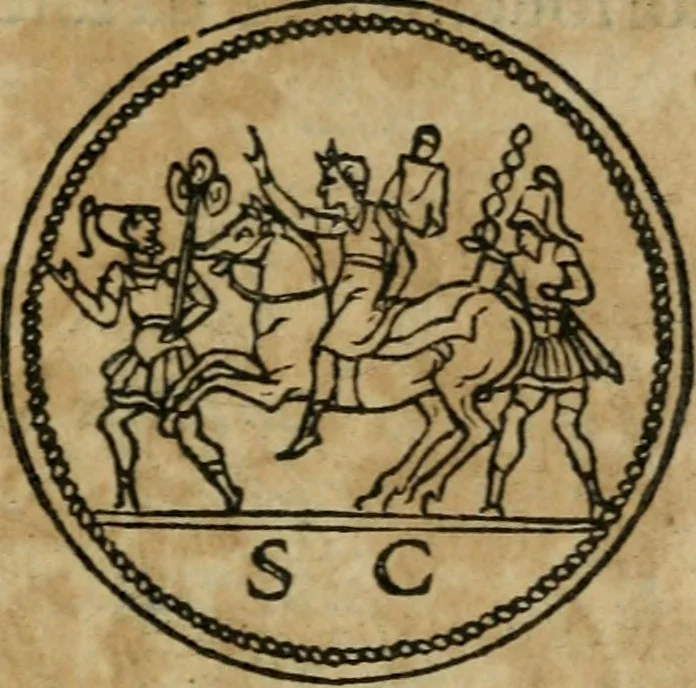 An illustration from Discorso di m. Sebastiano Erizzo, sopra le medaglie antiche : con la particolar dichiaratione di molti riuersi, 1559, leaf 422