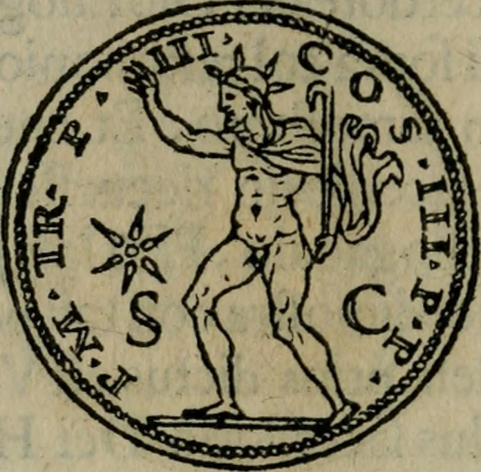 An illustration from Discorso di m. Sebastiano Erizzo, sopra le medaglie antiche : con la particolar dichiaratione di molti riuersi, 1559, leaf 435