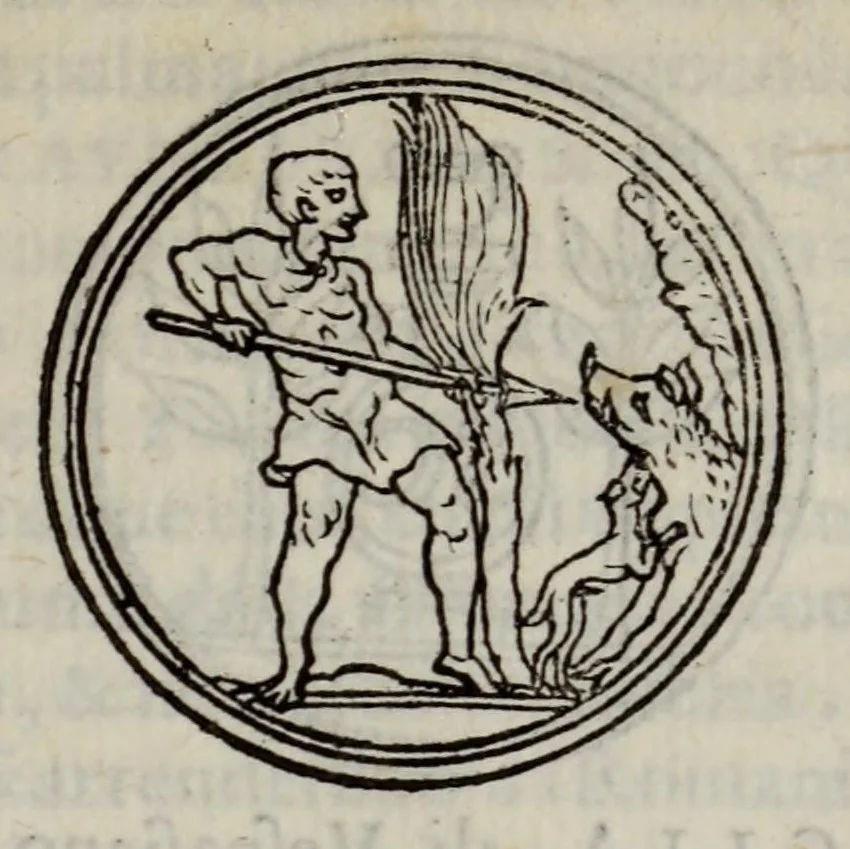 An illustration from Discorso di M. Sebastiano Erizzo sopra le medaglie de gli antichi : con la Dichiaratione delle monete consulari, & delle medaglie de gli imperadori romani : nella quale si contiene una piena & varia cognitione dell'istoria di quei tempi, 1571, leaf 543
