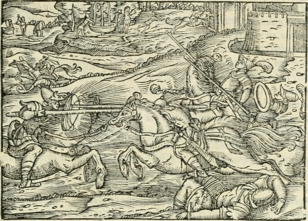 An illustration from Discorso sopra la livrea d'vn cavaliere incognito : caualiere della giostra de' signori Accademici Gimnosofisti di Padoua del LXVII. nella quale si rappresenta lo stato de gl'innamorati, 1567, leaf 10