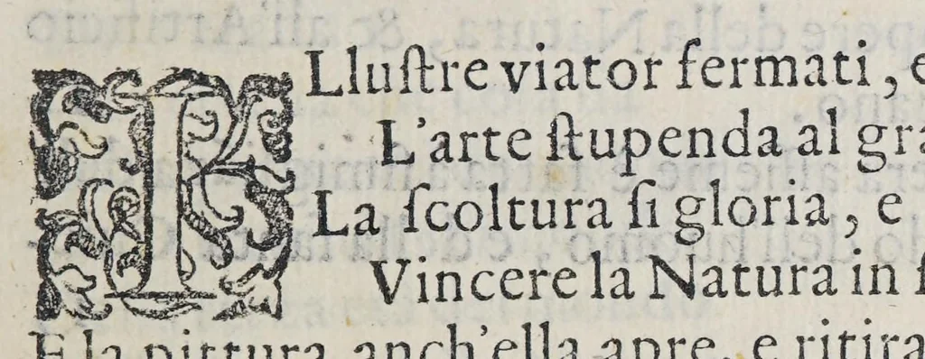 An illustration from Discorso sopra la mirabil : opera di basso rilievo di cera stuccata con colori scolpita in pietra negra, 1590, leaf 99