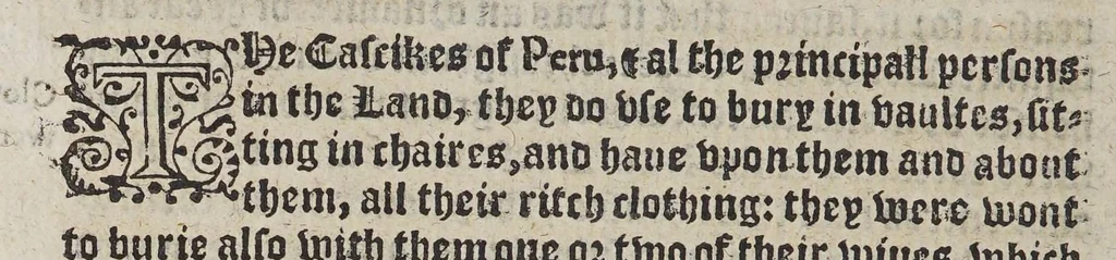 An illustration from The discouerie and conquest of the prouinces of Peru, and the nauigation in the South Sea, along that coast. : And also of the ritche mines of Potosi., 1581, leaf 58