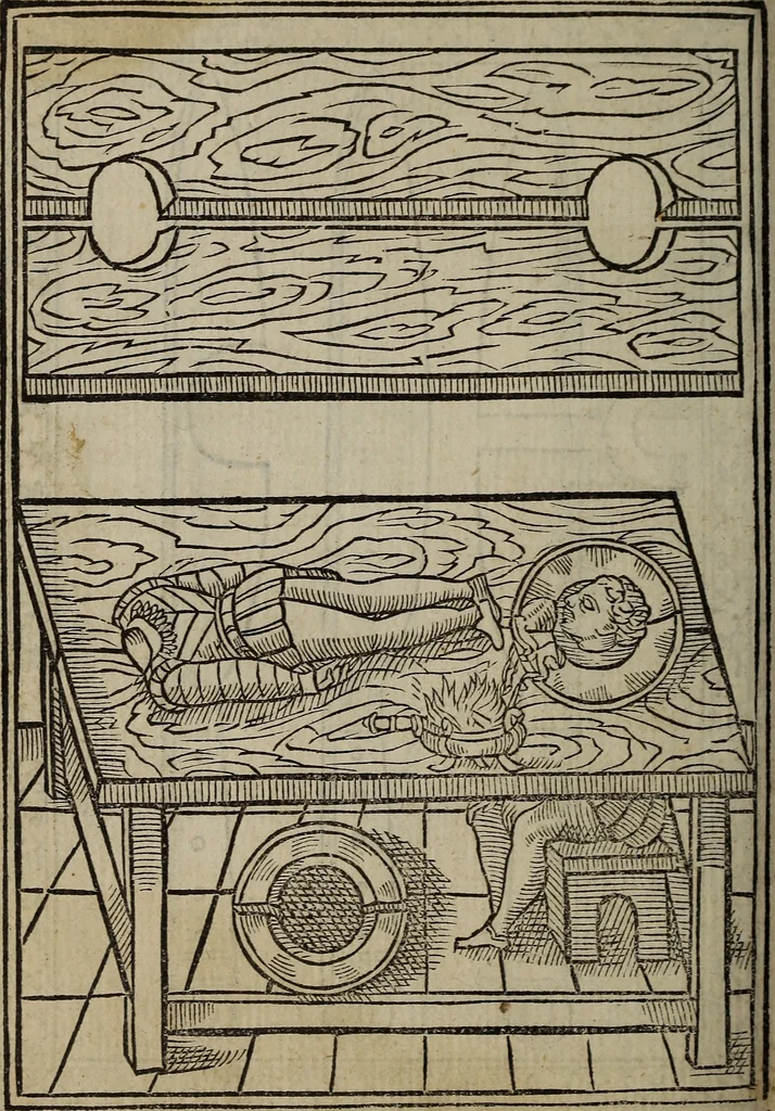 An illustration from The discouerie of witchcraft, : wherein the lewde dealing of witches and witchmongers is notablie detected, the knauerie of coniurors, the impietie of inchantors, the follie of soothsaiers, the impudent falshood of cousenors, the infidelitie of atheists, the pestilent practices of Pythonists, the curiositie of figure casters, the vanitie of dreamers, the beggerlie art of alcumystrie, the abhomination of idolatrie, the horrible art of poisoning, the vertue and power of naturall magike, and all the conueiances of legierdemaine and iuggling are deciphered: and many other things opened, which have long lien hidden, howbeit verie necessarie to be knowne. : Heerevnto is added a treatise vpon the nature and substance of spirits and diuels, & c, 1584, leaf 389