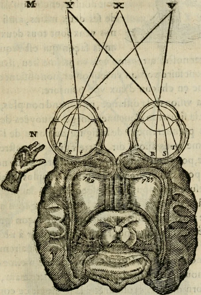 An illustration from Discours de la methode : pour bien conduire sa raison, & chercher la verité dans les sciences : Plus La dioptrique, et Les meteores. Qui sont des essais de cette methode., 1667, leaf 140