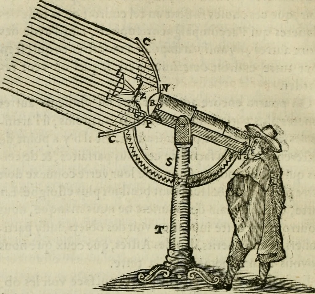 An illustration from Discours de la methode : pour bien conduire sa raison, & chercher la verité dans les sciences : Plus La dioptrique, et Les meteores. Qui sont des essais de cette methode., 1667, leaf 215