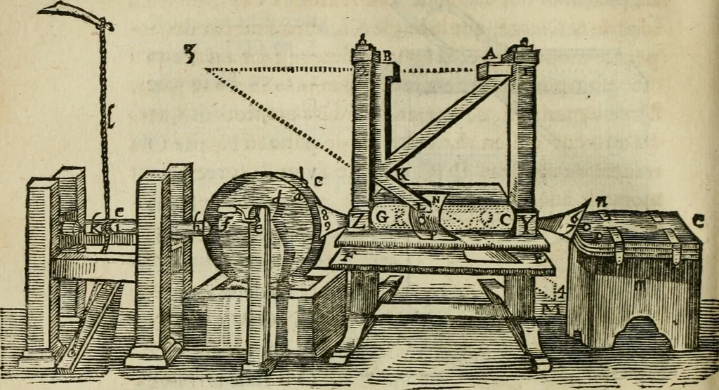 An illustration from Discours de la methode : pour bien conduire sa raison, & chercher la verité dans les sciences : Plus La dioptrique, et Les meteores. Qui sont des essais de cette methode., 1667, leaf 227