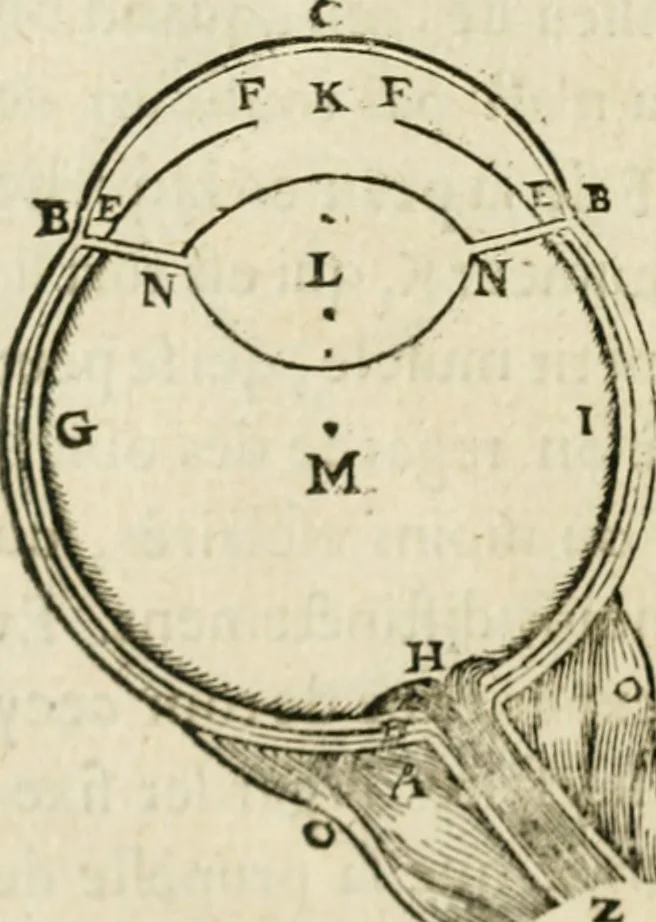 An illustration from Discours de la methode : pour bien conduire sa raison, & chercher la verité dans les sciences : Plus La dioptrique, et Les meteores. Qui sont des essais de cete methode, 1658, leaf 111
