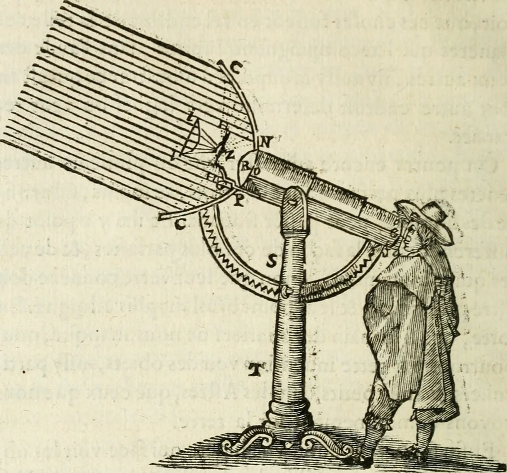 An illustration from Discours de la methode : pour bien conduire sa raison, & chercher la verité dans les sciences : Plus La dioptrique, et Les meteores. Qui sont des essais de cete methode, 1658, leaf 215