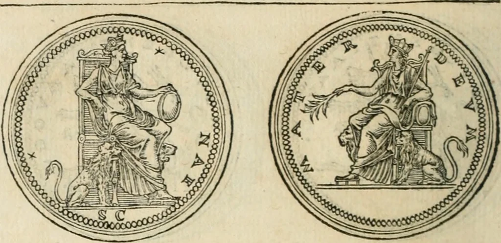 An illustration from Discours de la religion des anciens Romains--, 1581, leaf 105