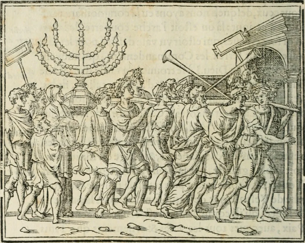 An illustration from Discours de la religion des anciens Romains--, 1581, leaf 13