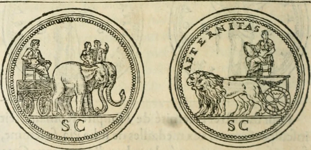 An illustration from Discours de la religion des anciens Romains--, 1581, leaf 145