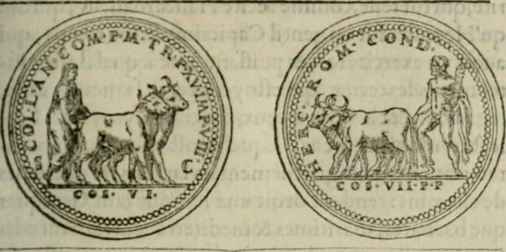 An illustration from Discours de la religion des anciens Romains--, 1581, leaf 202