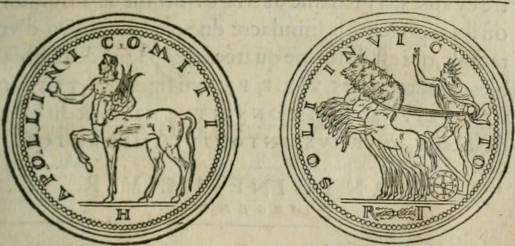 An illustration from Discours de la religion des anciens Romains--, 1581, leaf 210