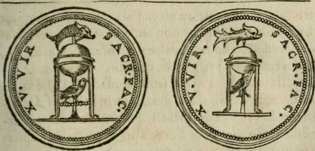 An illustration from Discours de la religion des anciens Romains--, 1581, leaf 218
