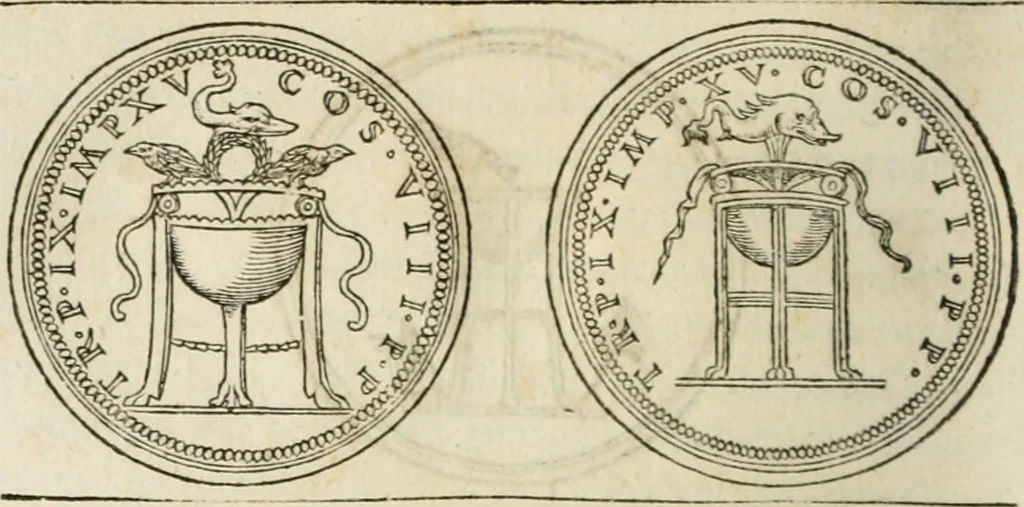An illustration from Discours de la religion des anciens Romains--, 1581, leaf 219