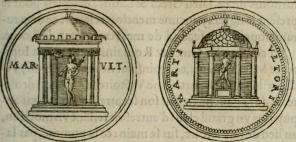 An illustration from Discours de la religion des anciens Romains--, 1581, leaf 228