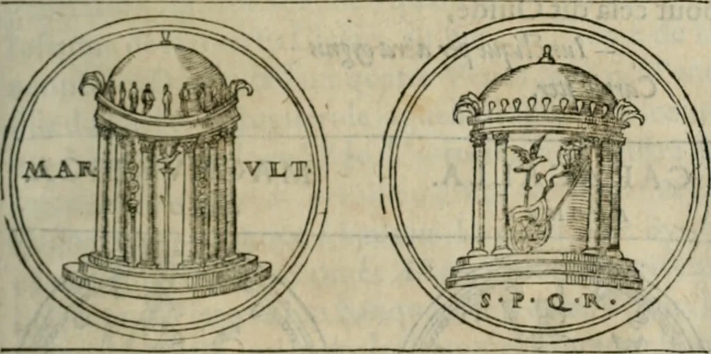 An illustration from Discours de la religion des anciens Romains--, 1581, leaf 228
