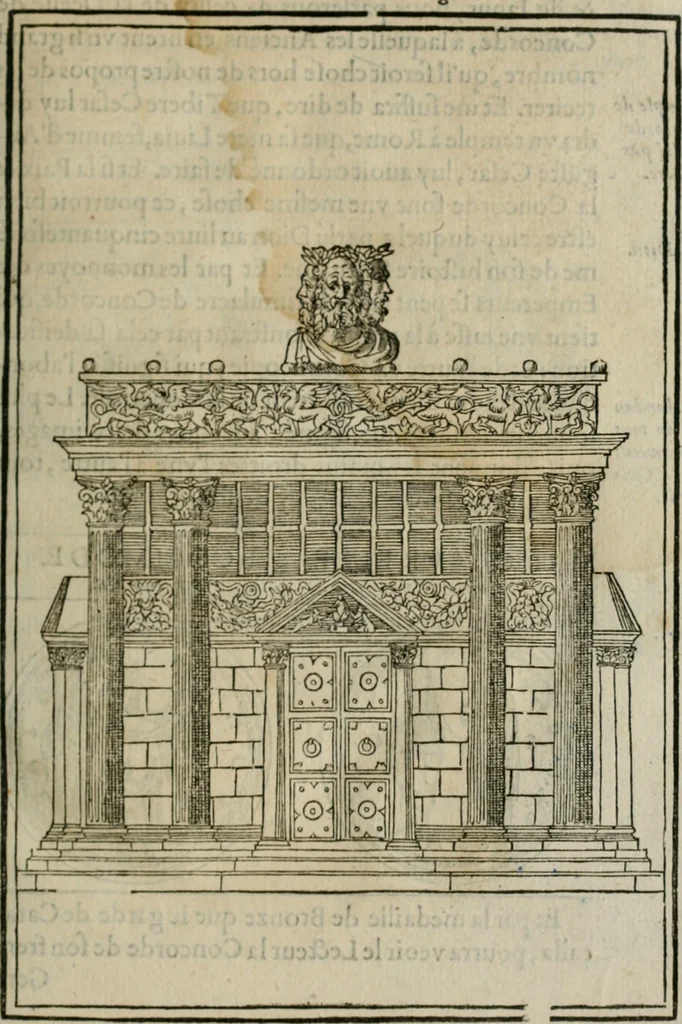 An illustration from Discours de la religion des anciens Romains--, 1581, leaf 26
