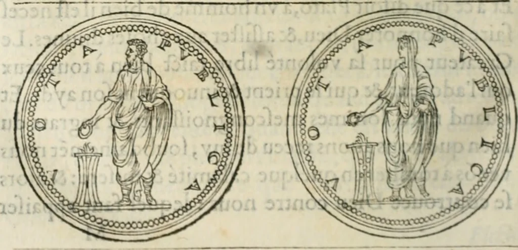 An illustration from Discours de la religion des anciens Romains--, 1581, leaf 277