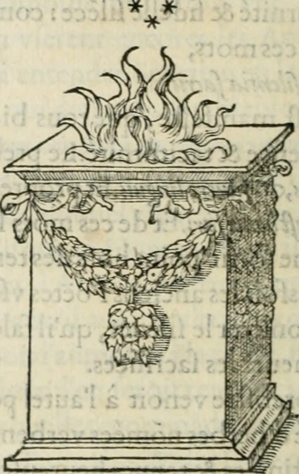An illustration from Discours de la religion des anciens Romains--, 1581, leaf 299