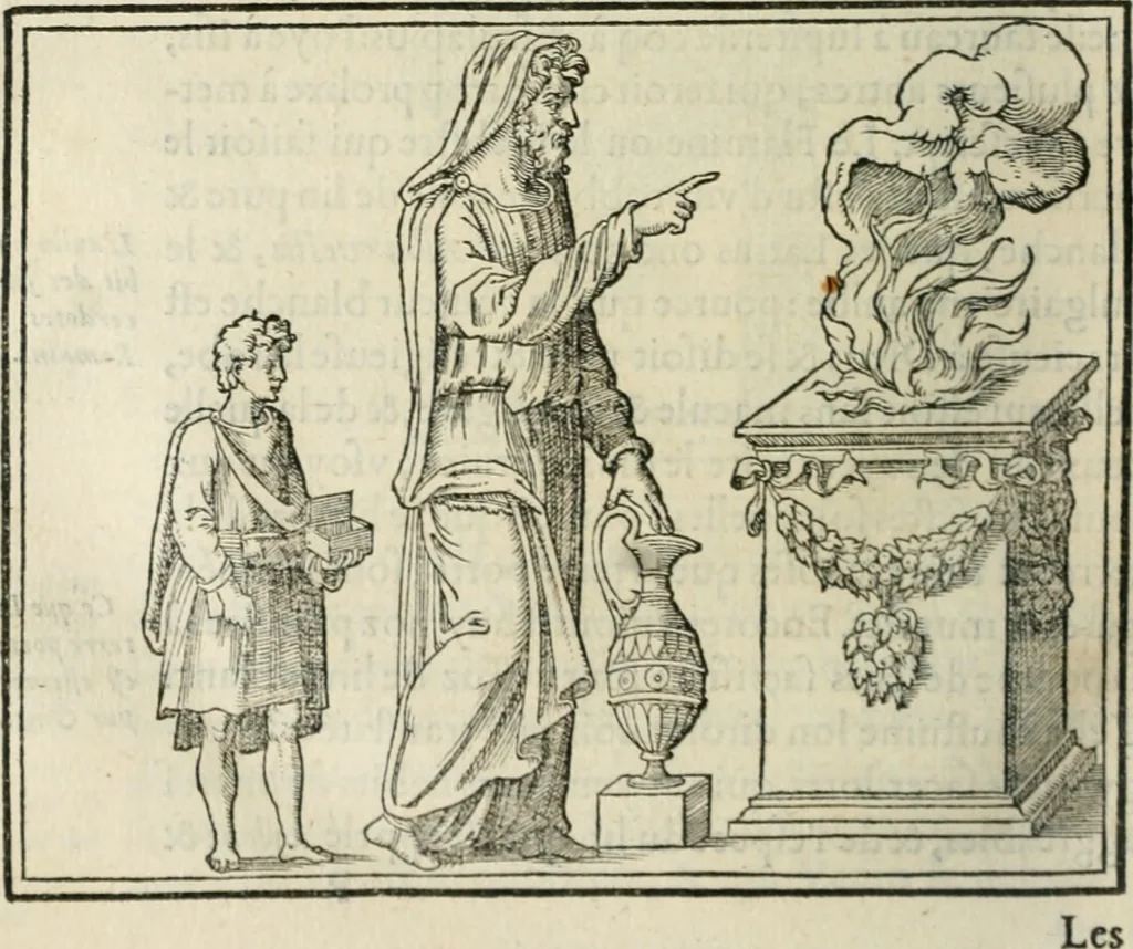 An illustration from Discours de la religion des anciens Romains--, 1581, leaf 301