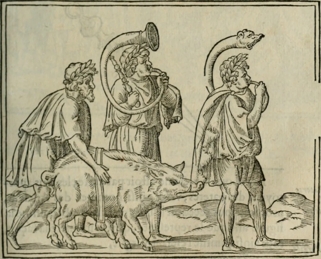 An illustration from Discours de la religion des anciens Romains--, 1581, leaf 316
