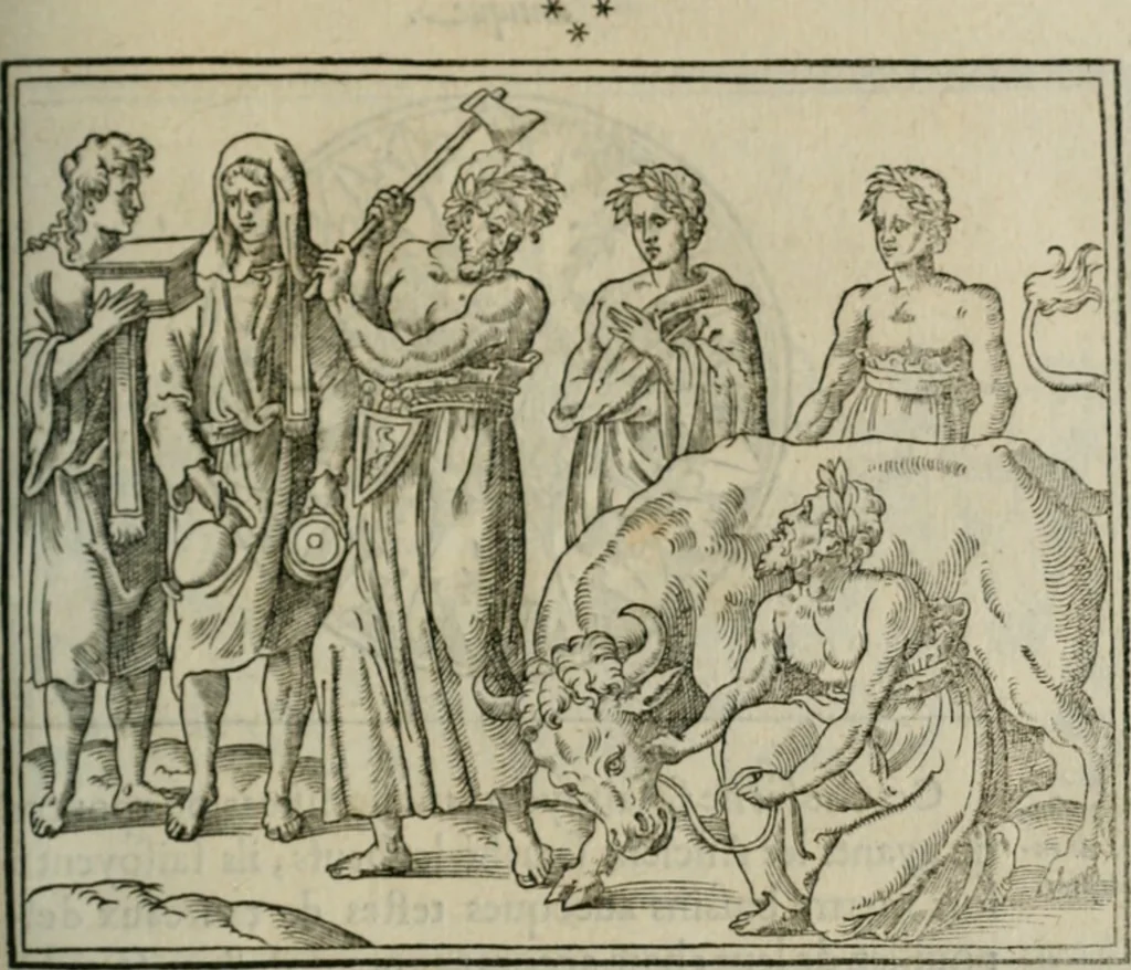An illustration from Discours de la religion des anciens Romains--, 1581, leaf 318