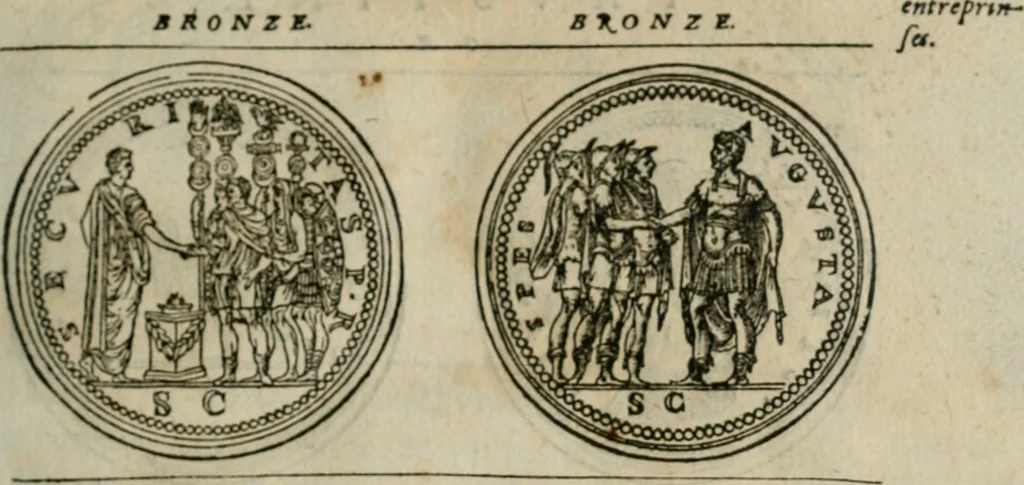 An illustration from Discours de la religion des anciens Romains--, 1581, leaf 32