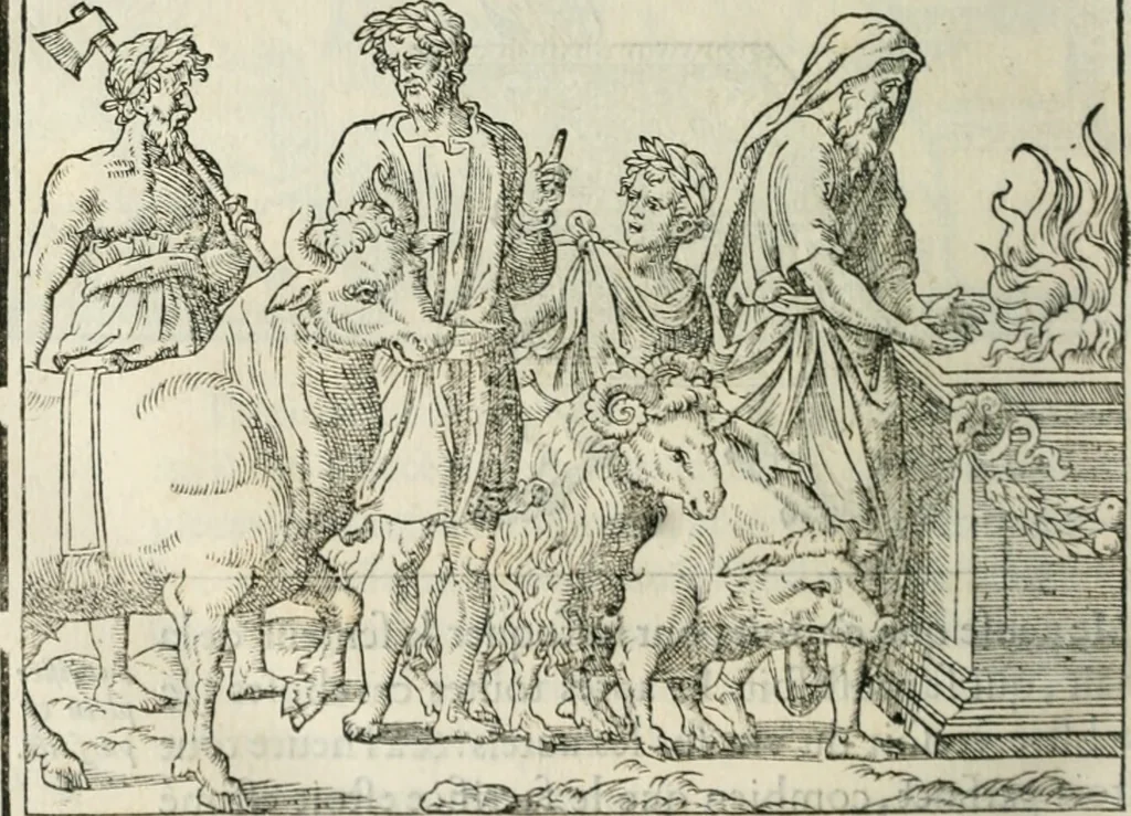 An illustration from Discours de la religion des anciens Romains--, 1581, leaf 329