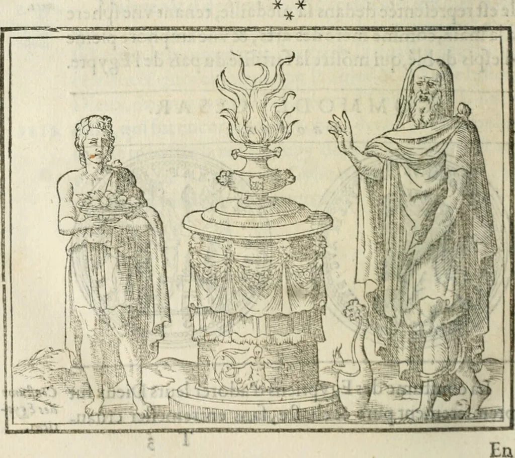 An illustration from Discours de la religion des anciens Romains--, 1581, leaf 337