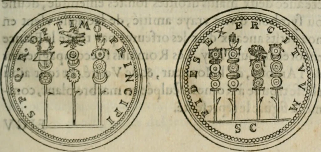 An illustration from Discours de la religion des anciens Romains--, 1581, leaf 34