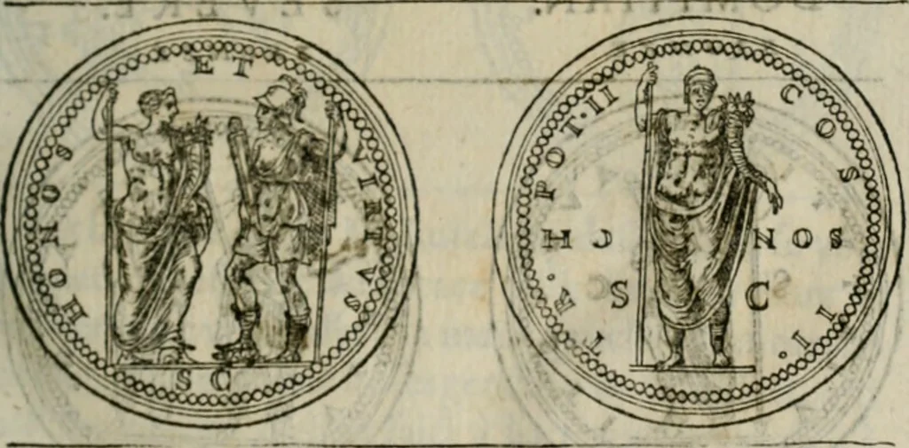An illustration from Discours de la religion des anciens Romains--, 1581, leaf 40