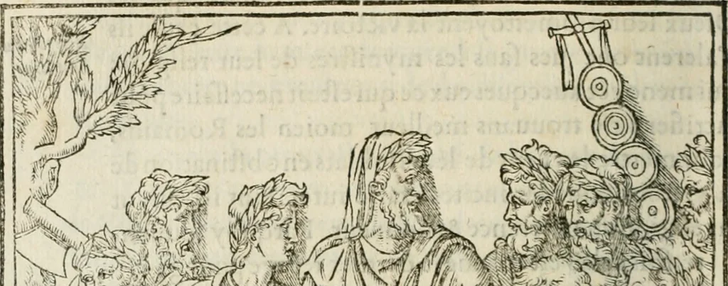An illustration from Discours de la religion des anciens Romains--, 1581, leaf 449
